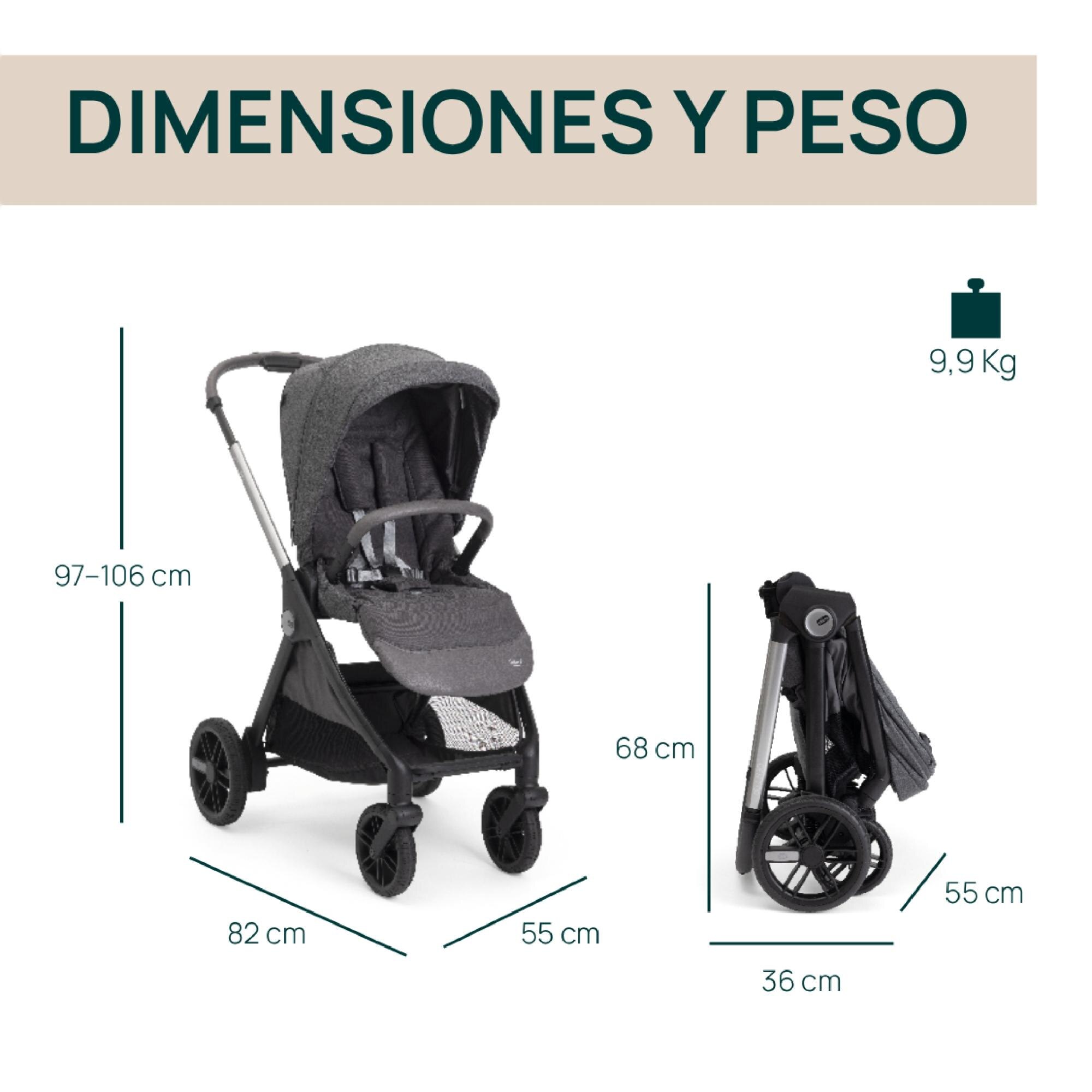 Carro de bebé Chicco Bellagio 2 piezas : silla paseo y capazo gran comfort - Gris oscuro Gris oscuro-3