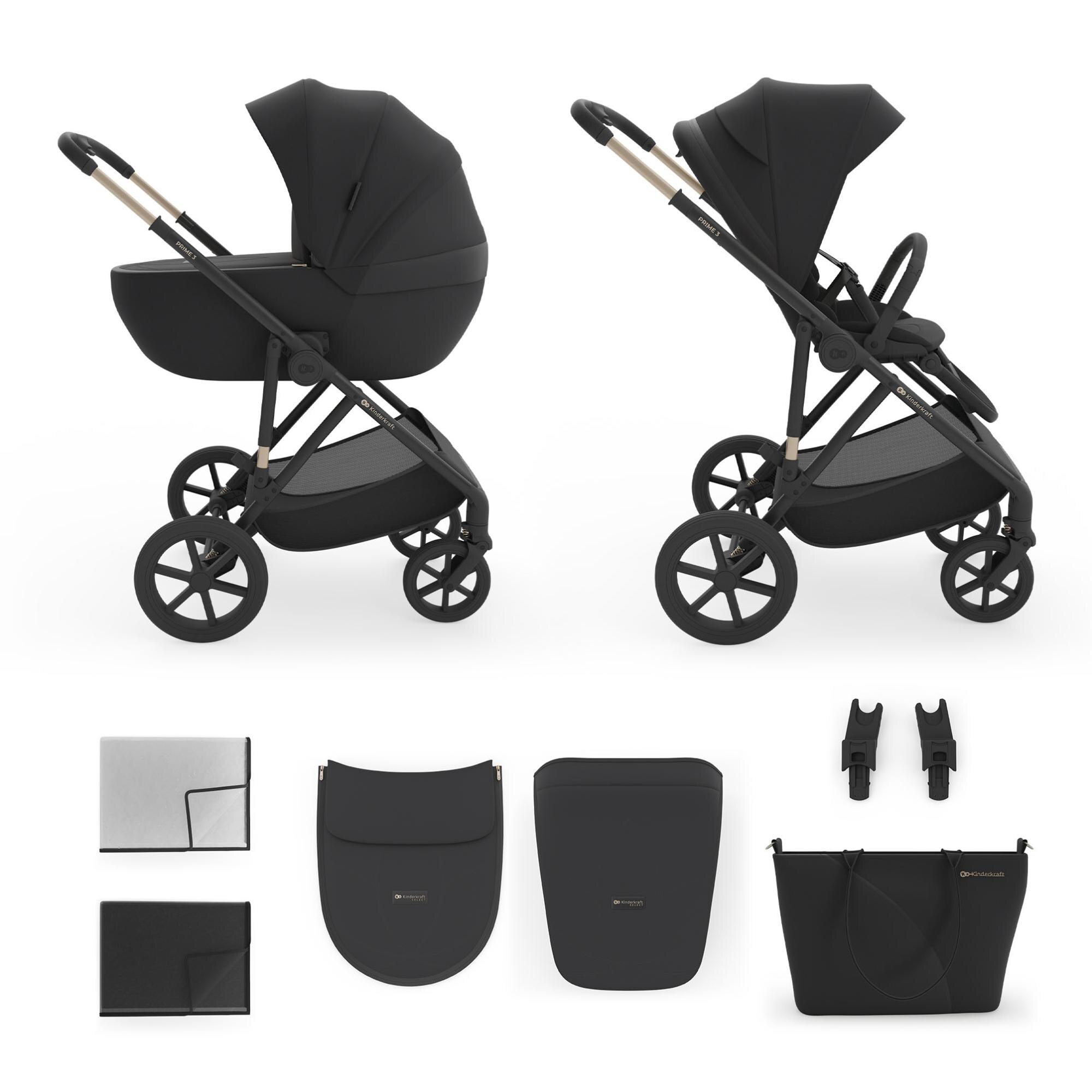 Carro de bebé 2 en 1 Kinderkraft PRIME 3 - Negro Negro-4