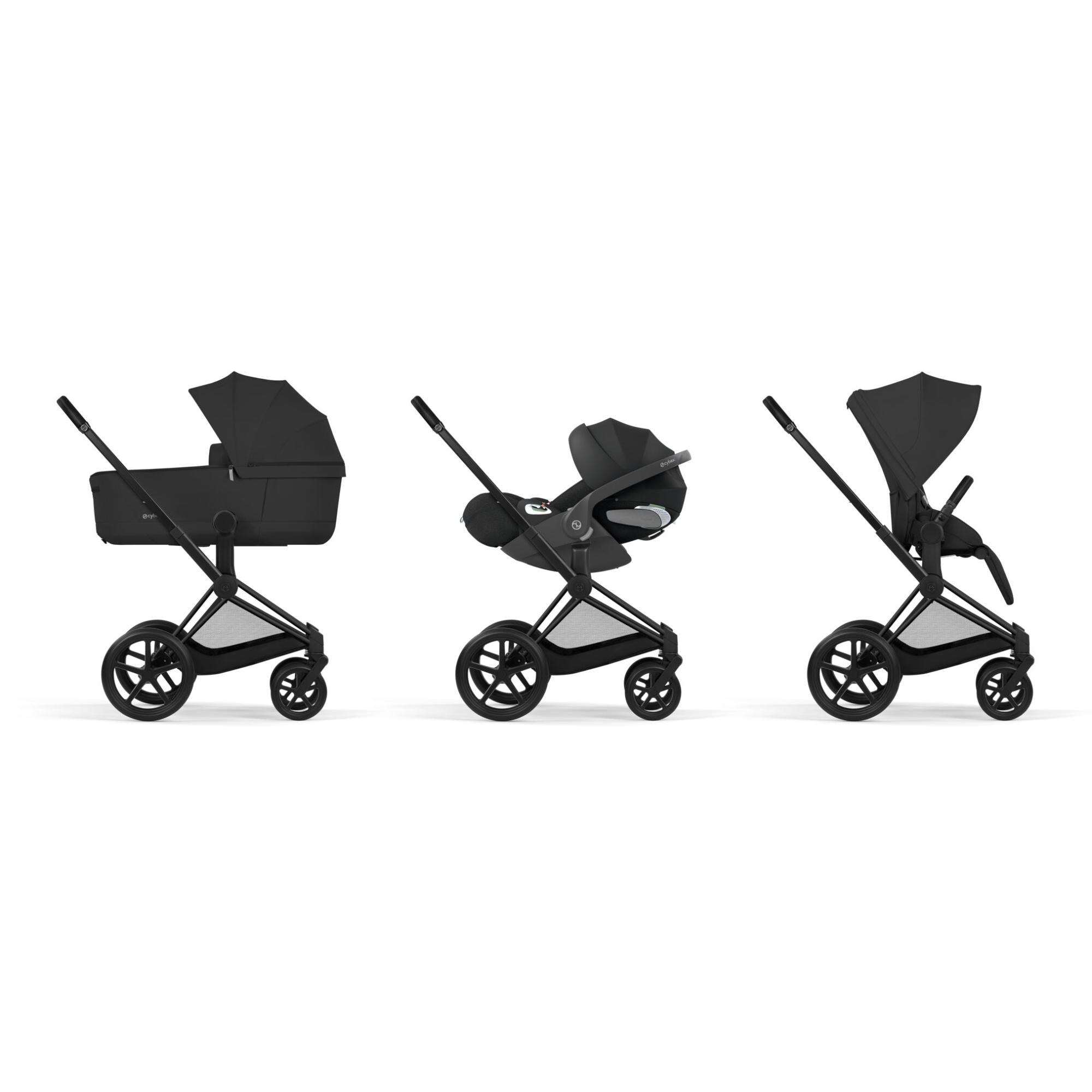 Carro de bebé dúo CYBEX PRIAM Comfort con Chasis PRIAM, Textiles PRIAM y Capazo plegable PRIAM Fold Lux Comfort - Marrón Negro-12