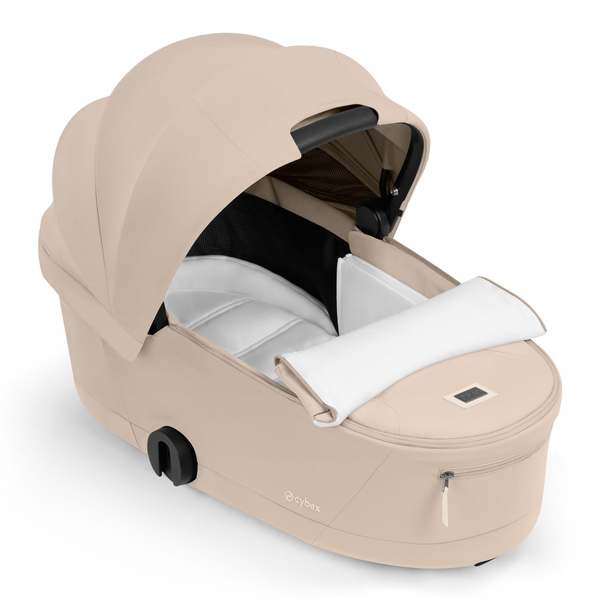 Carrinho de Bebé Duo Priam Comfort com Chassis Priam, Têxteis Priam e Alcofa Dobrável Priam Fold Lux Comfort Bege-5