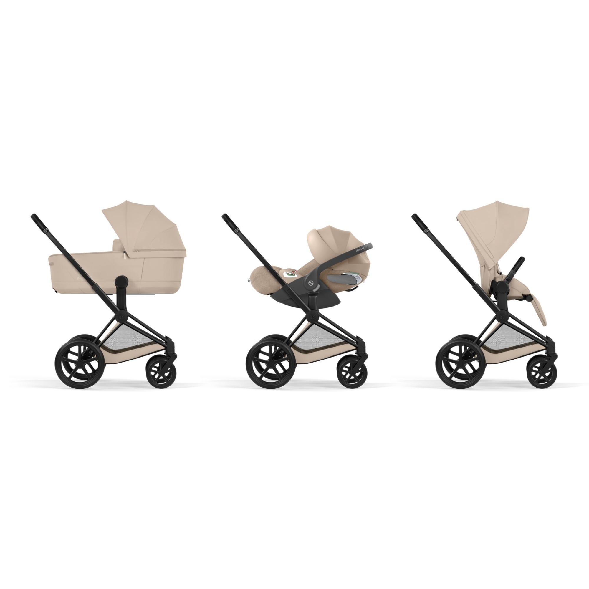 Carrinho de Bebé Duo Priam Comfort com Chassis Priam, Têxteis Priam e Alcofa Dobrável Priam Fold Lux Comfort Bege-12