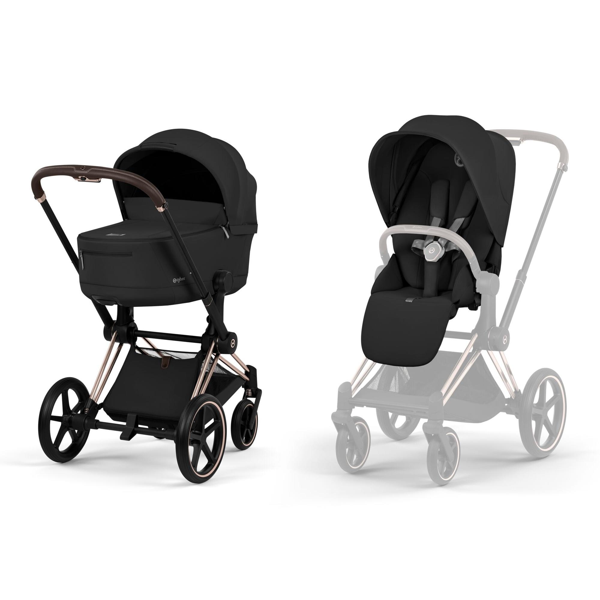 Imagem 0 de Carrinho de passeio duplo CYBEX PRIAM Comfort com Chassis PRIAM, Tecidos PRIAM e Alcofa dobrável PRIAM Fold Lux Comfort