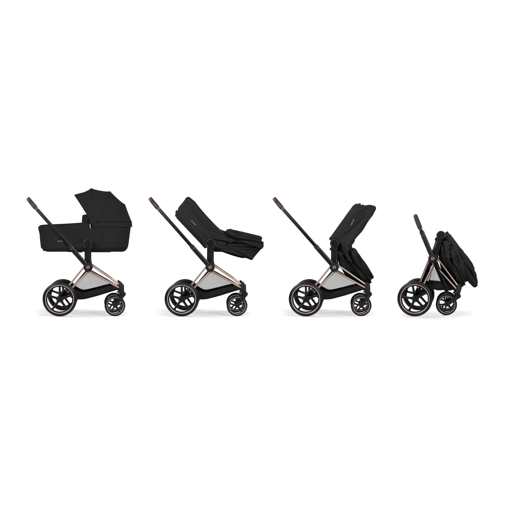 Carrinho de Bebé Duo Priam Comfort com Chassis Priam, Têxteis Priam e Alcofa Dobrável Priam Fold Lux Comfort Preto-7
