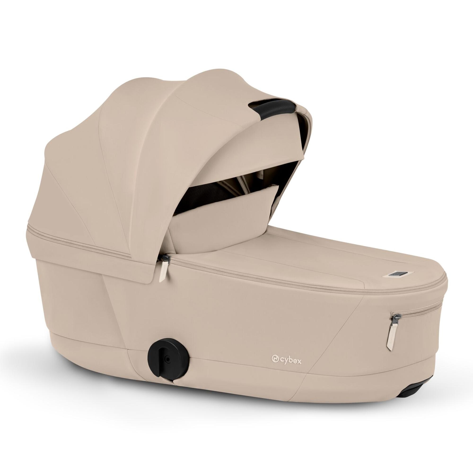 Carrinho de Passeio dúo CYBEX e-PRIAM Comfort com Chassis e-PRIAM, Têxteis PRIAM e Alcofa dobrável PRIAM Fold Lux Comfort Bege-3