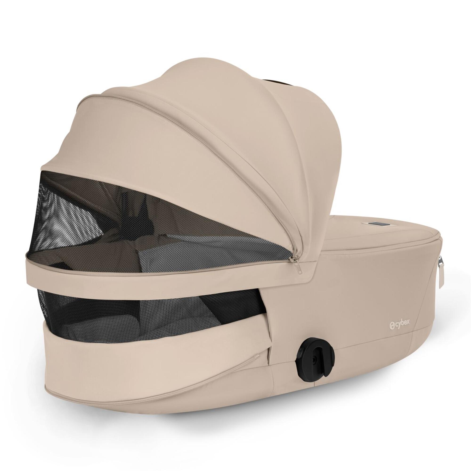 Carrinho de Passeio dúo CYBEX e-PRIAM Comfort com Chassis e-PRIAM, Têxteis PRIAM e Alcofa dobrável PRIAM Fold Lux Comfort Bege-4