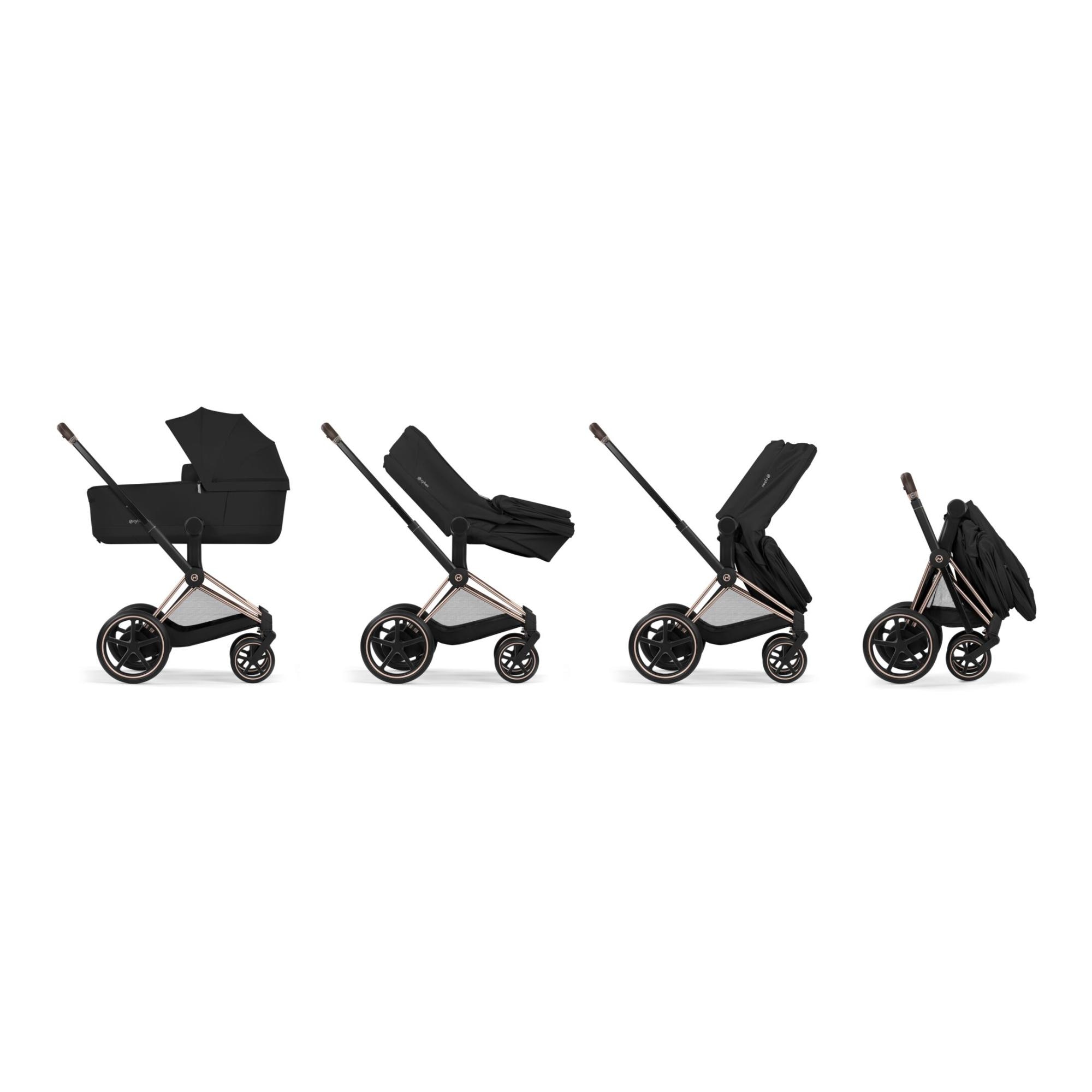 Carrinho de Passeio dúo CYBEX e-PRIAM Comfort com Chassis e-PRIAM, Têxteis PRIAM e Alcofa dobrável PRIAM Fold Lux Comfort Bege-7