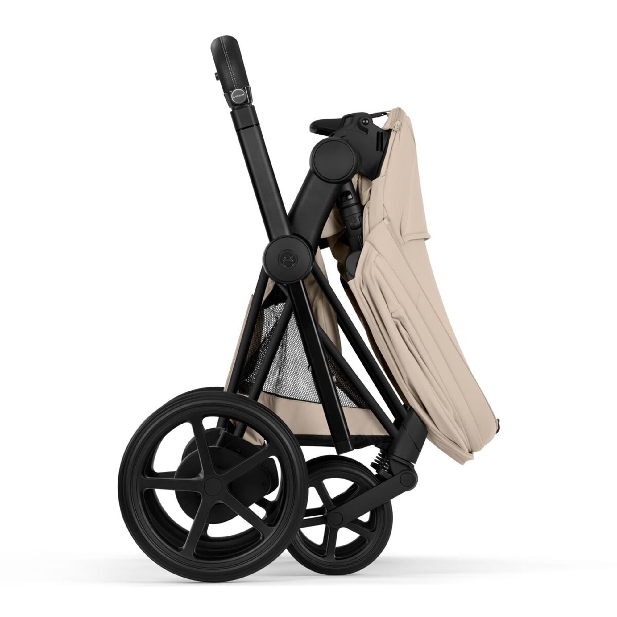 Carrinho de Passeio dúo CYBEX e-PRIAM Comfort com Chassis e-PRIAM, Têxteis PRIAM e Alcofa dobrável PRIAM Fold Lux Comfort Bege-15