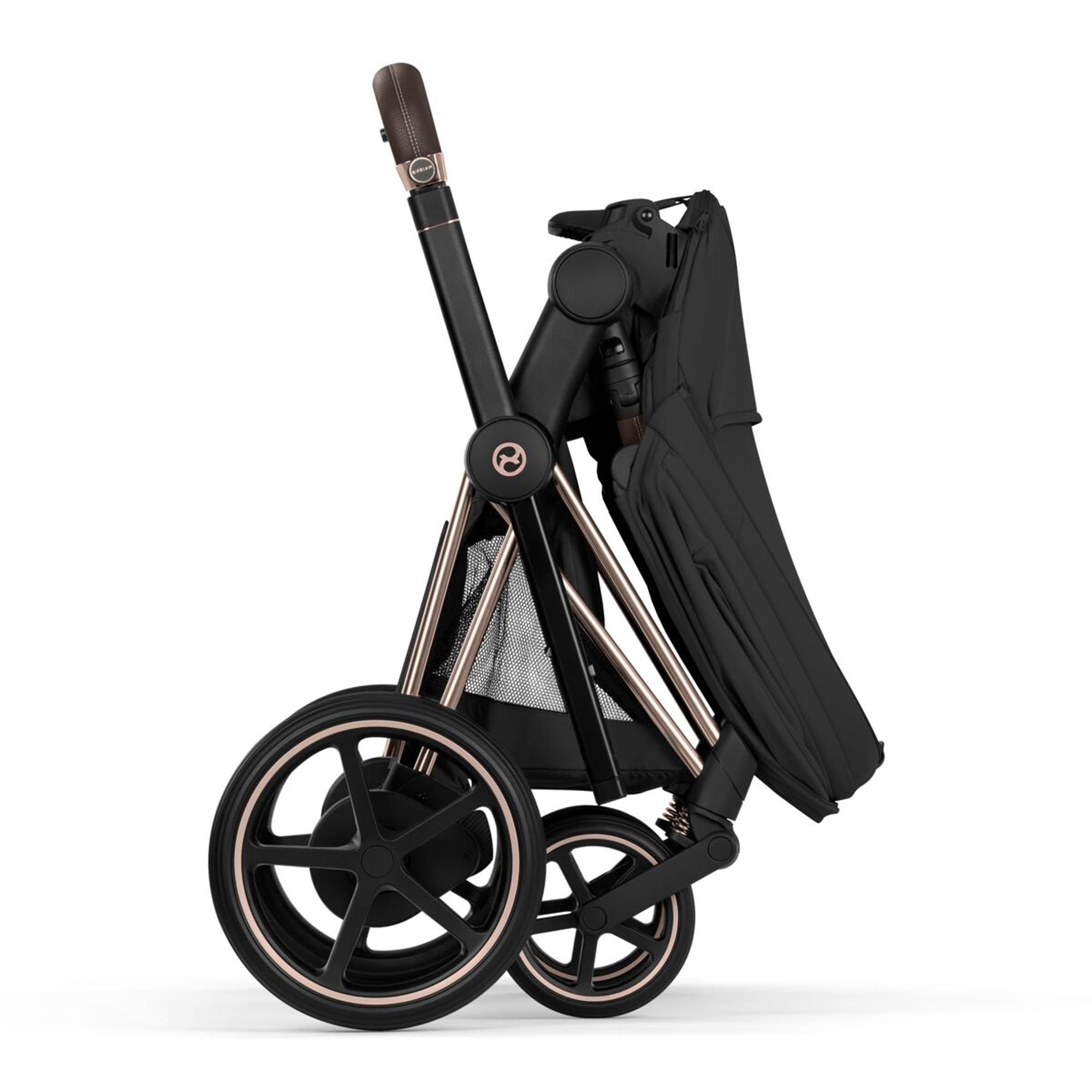 Imagen 15 de Carro de bebé dúo CYBEX e-PRIAM Comfort con Chasis e-PRIAM, Textiles PRIAM y Capazo plegable PRIAM Fold Lux Comfort - Negro Negro