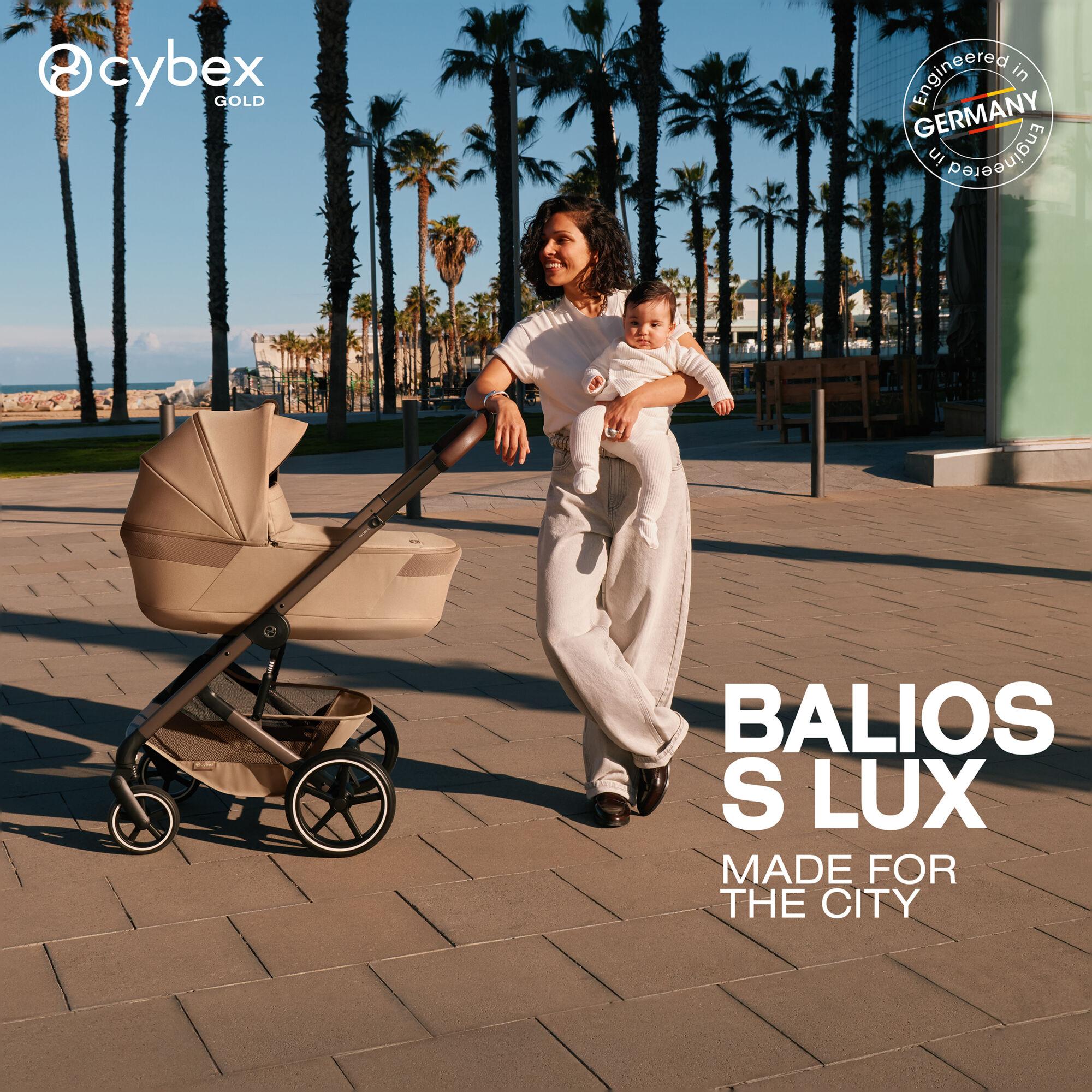 Carrinho de Passeio Duo CYBEX Balios S Lux com Chassis Taupe e Alcofa Dobrável Cybex Fold Cot Verde pardo-3