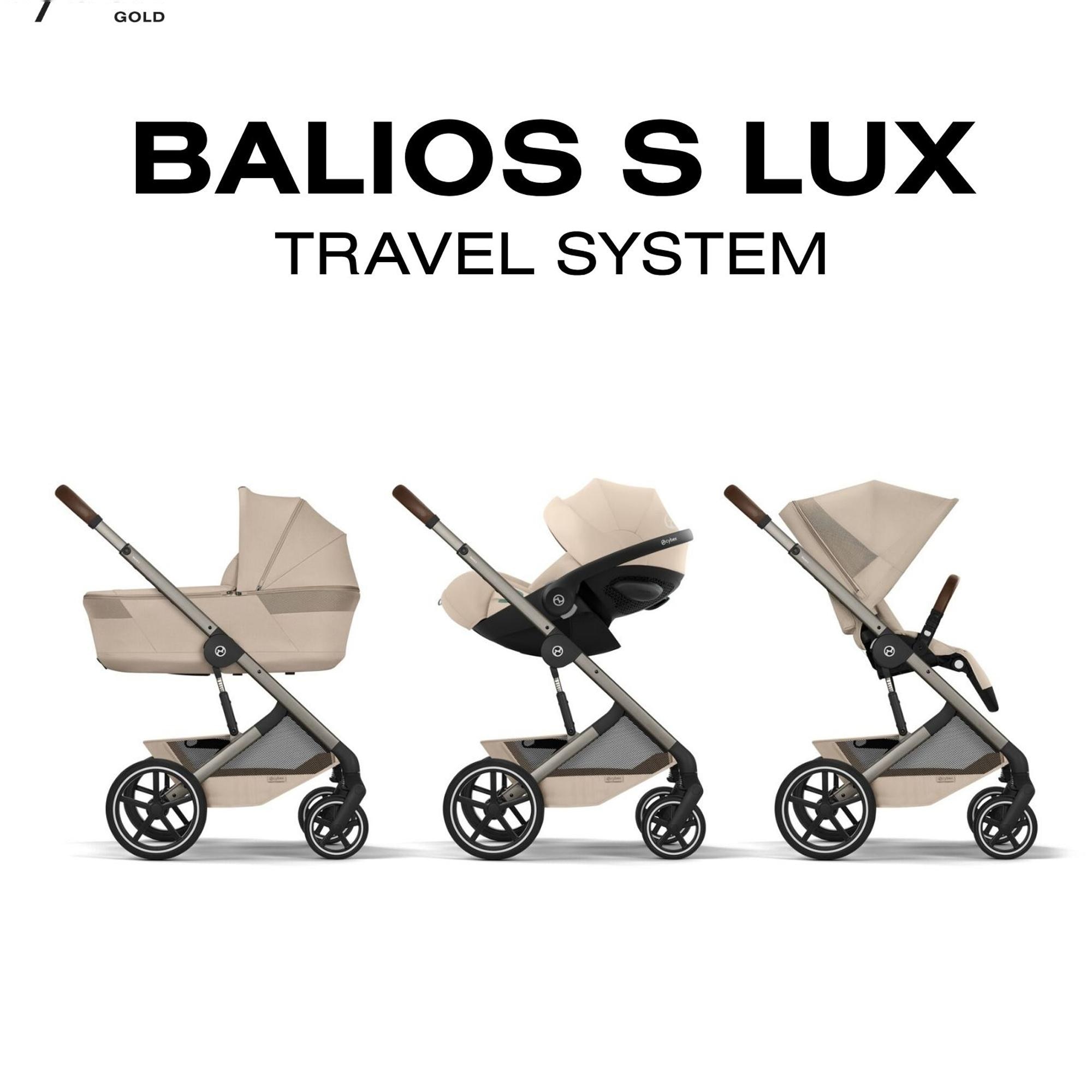 Carrinho de Passeio Duo CYBEX Balios S Lux com Chassis Taupe e Alcofa Dobrável Cybex Fold Cot Verde pardo-8