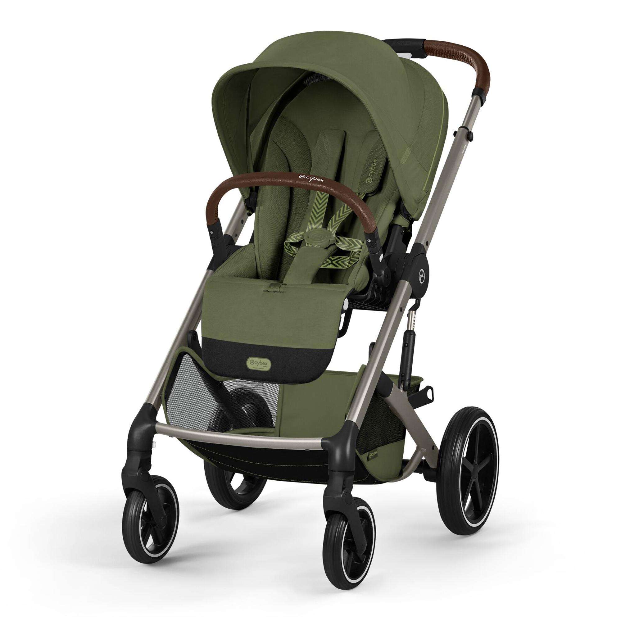 Carrinho de Passeio Duo CYBEX Balios S Lux com Chassis Taupe e Alcofa Dobrável Cybex Fold Cot Verde pardo-10
