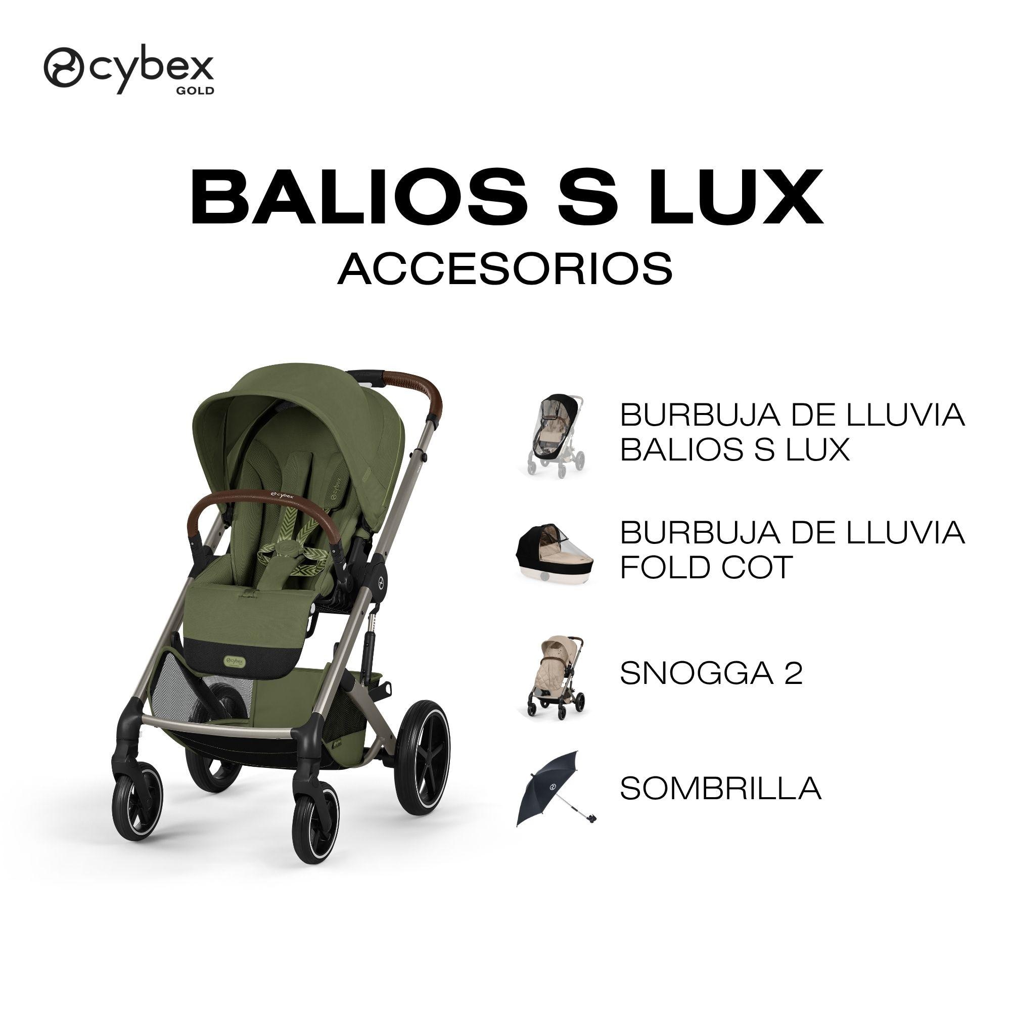 Carrinho de Passeio Duo CYBEX Balios S Lux com Chassis Taupe e Alcofa Dobrável Cybex Fold Cot Verde pardo-12