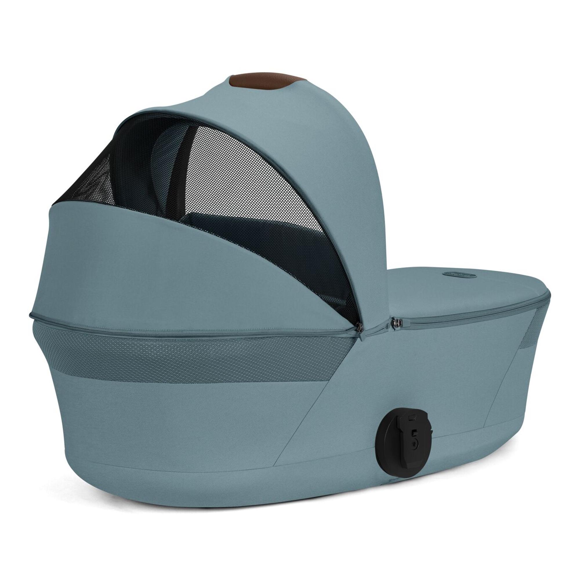 Carrinho de Bebé Duo Talos S Lux com Chassis e Têxteis e Alcofa Dobrável Fold Cot - Taupe Azul Céu-4