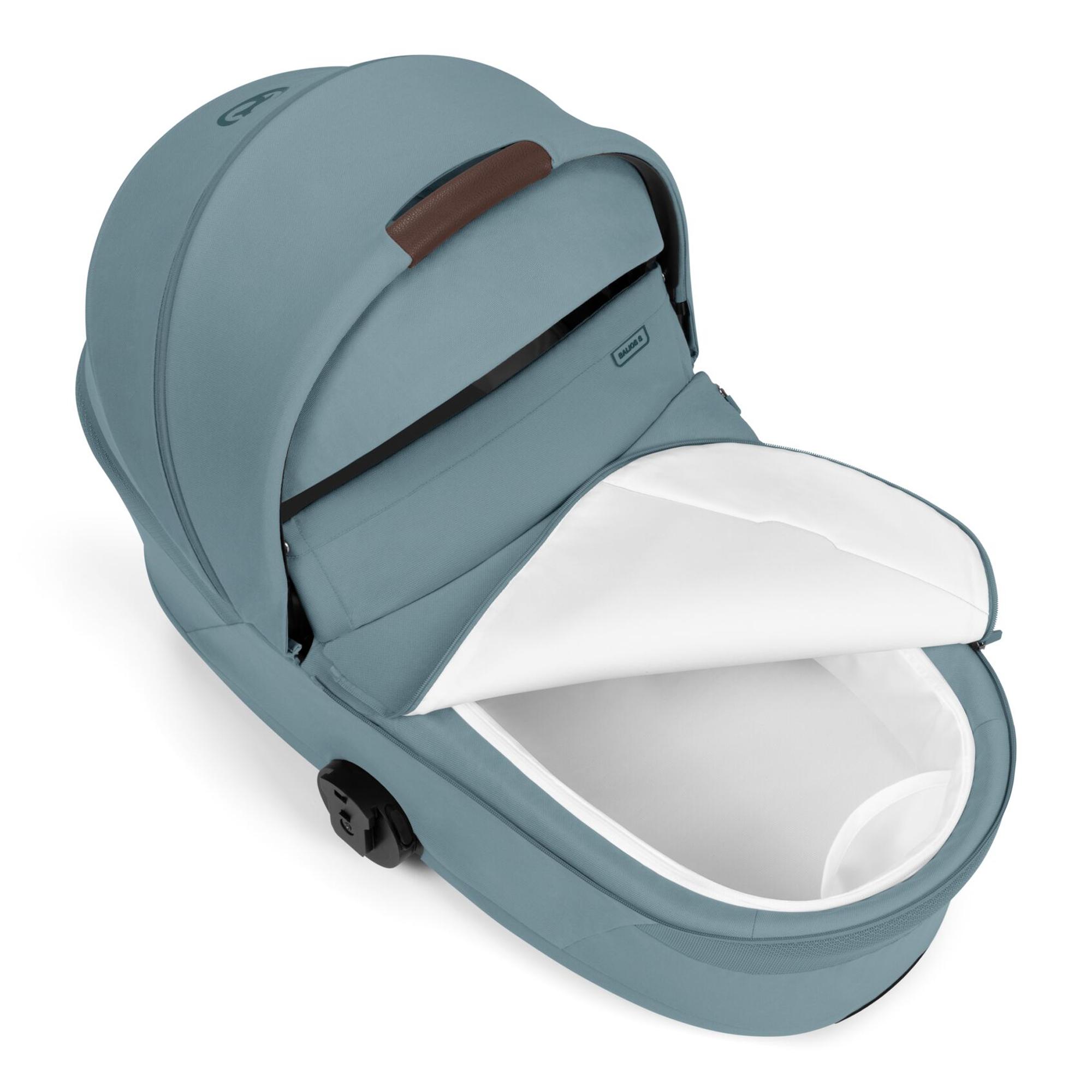 Carrinho de Bebé Duo Talos S Lux com Chassis e Têxteis e Alcofa Dobrável Fold Cot - Taupe Azul Céu-5