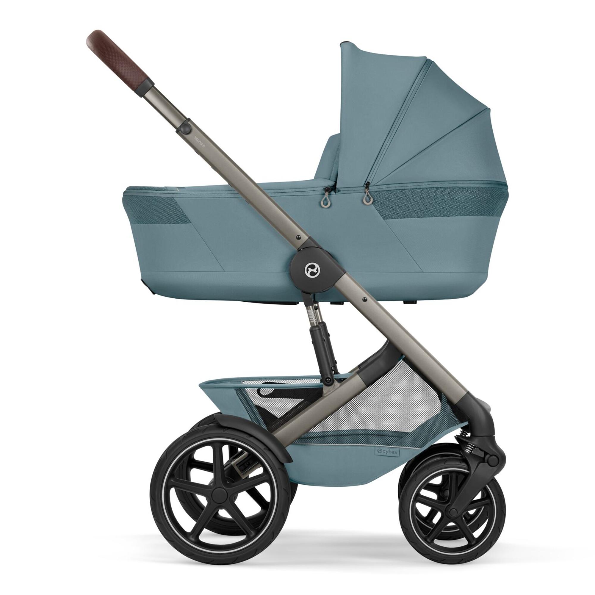 Carrinho de Bebé Duo Talos S Lux com Chassis e Têxteis e Alcofa Dobrável Fold Cot - Taupe Azul Céu-6