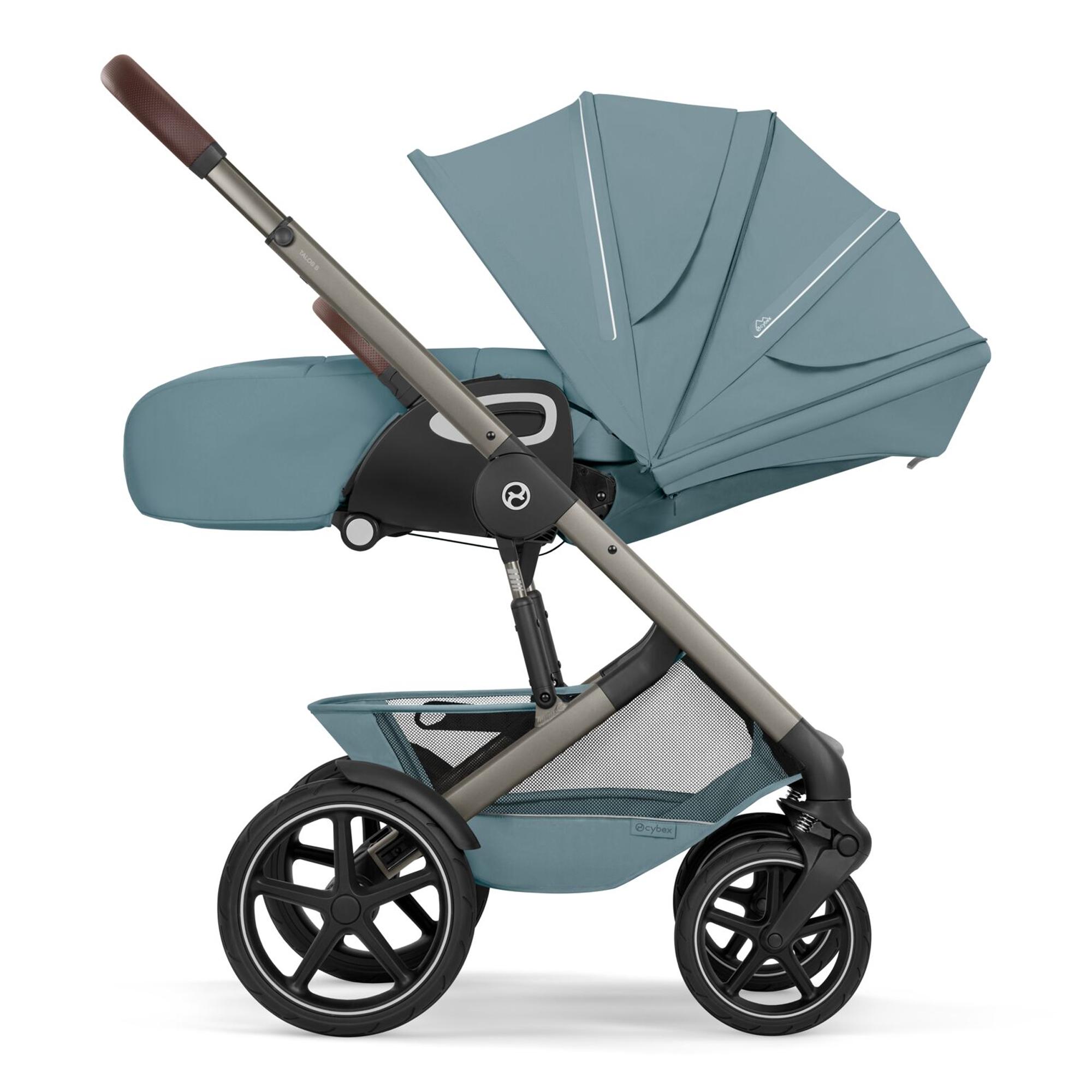Carrinho de Bebé Duo Talos S Lux com Chassis e Têxteis e Alcofa Dobrável Fold Cot - Taupe Azul Céu-8