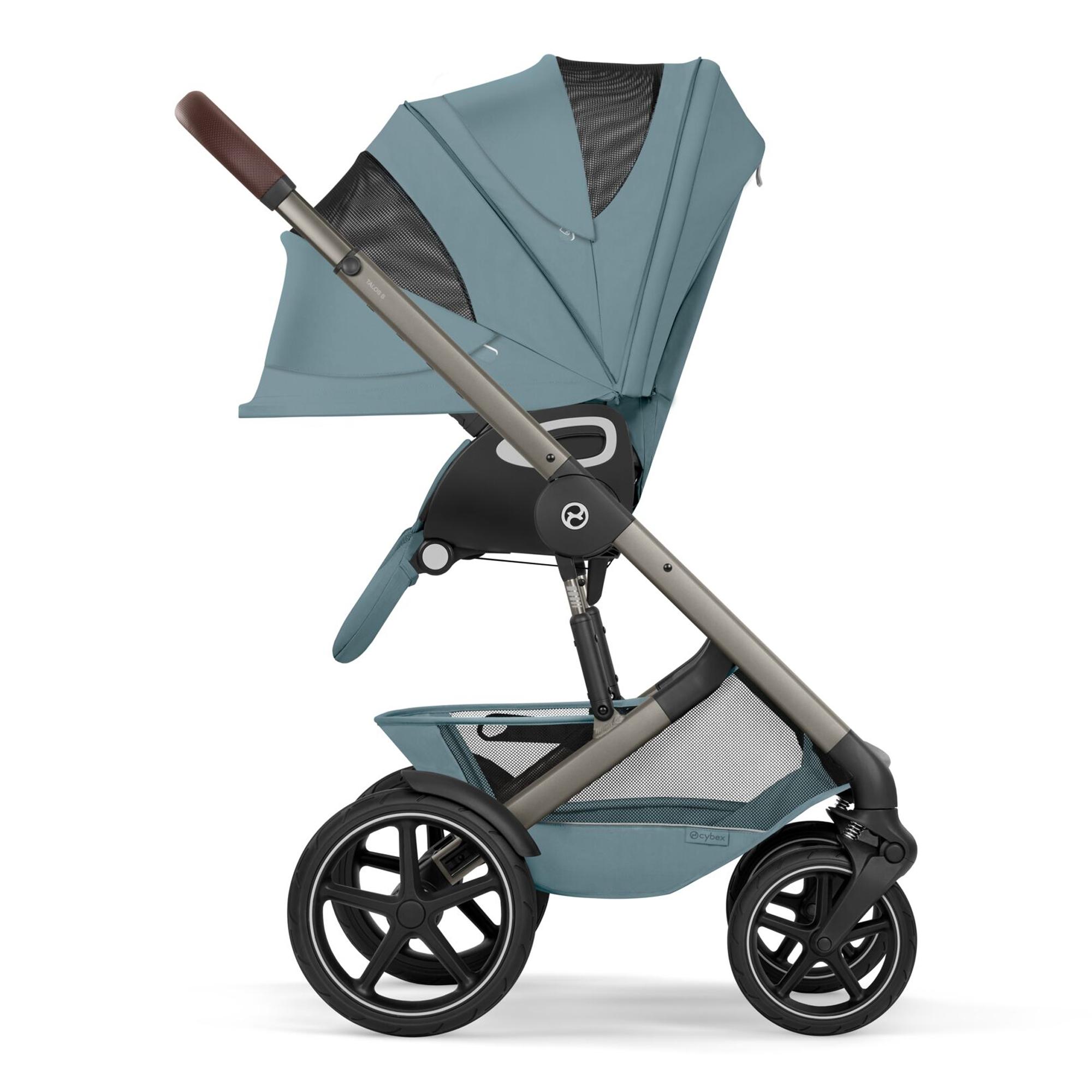 Carrinho de Bebé Duo Talos S Lux com Chassis e Têxteis e Alcofa Dobrável Fold Cot - Taupe Azul Céu-9