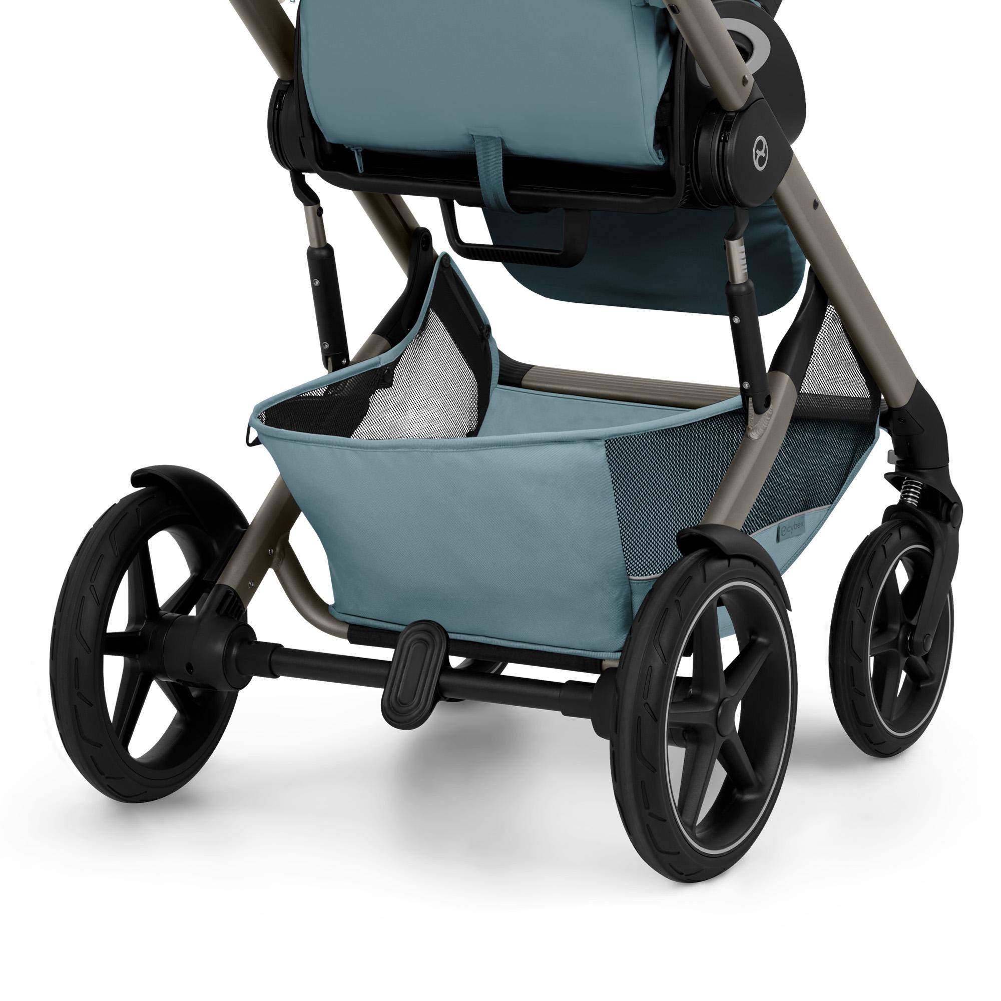 Carrinho de Bebé Duo Talos S Lux com Chassis e Têxteis e Alcofa Dobrável Fold Cot - Taupe Azul Céu-11