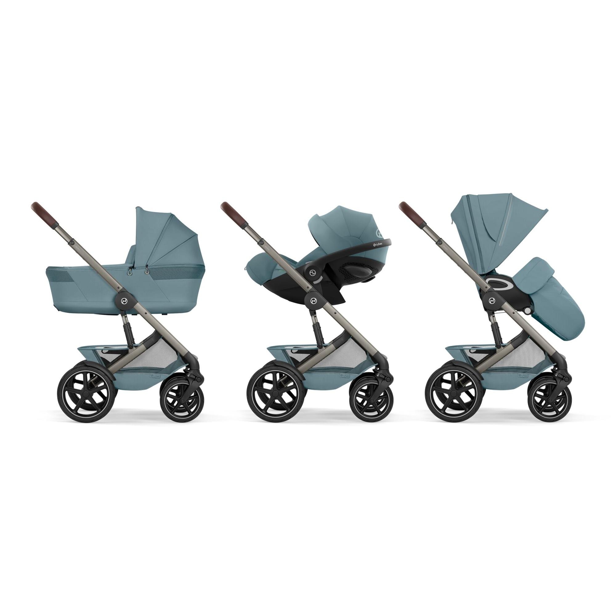 Carrinho de Bebé Duo Talos S Lux com Chassis e Têxteis e Alcofa Dobrável Fold Cot - Taupe Azul Céu-12