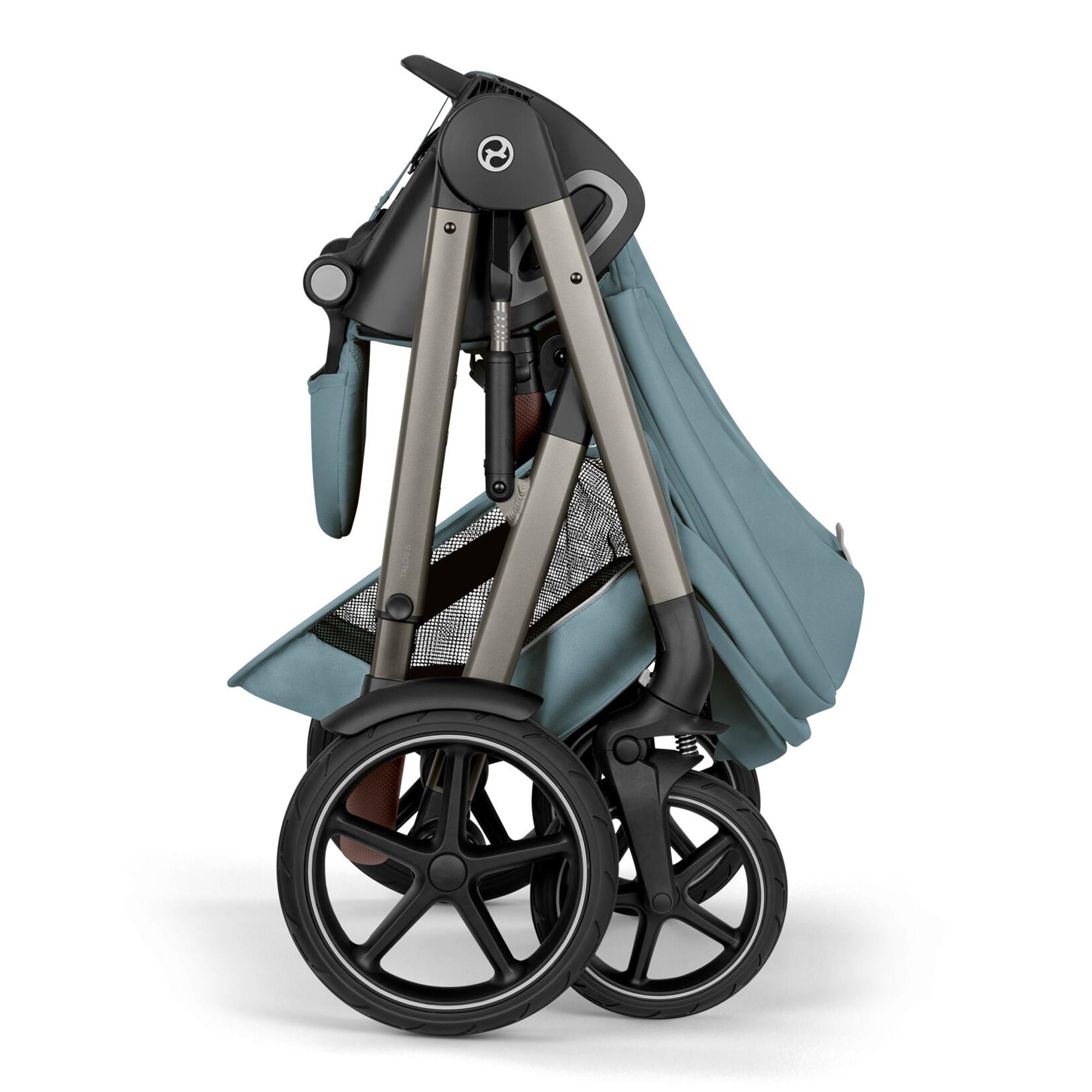 Carrinho de Bebé Duo Talos S Lux com Chassis e Têxteis e Alcofa Dobrável Fold Cot - Taupe Azul Céu-13