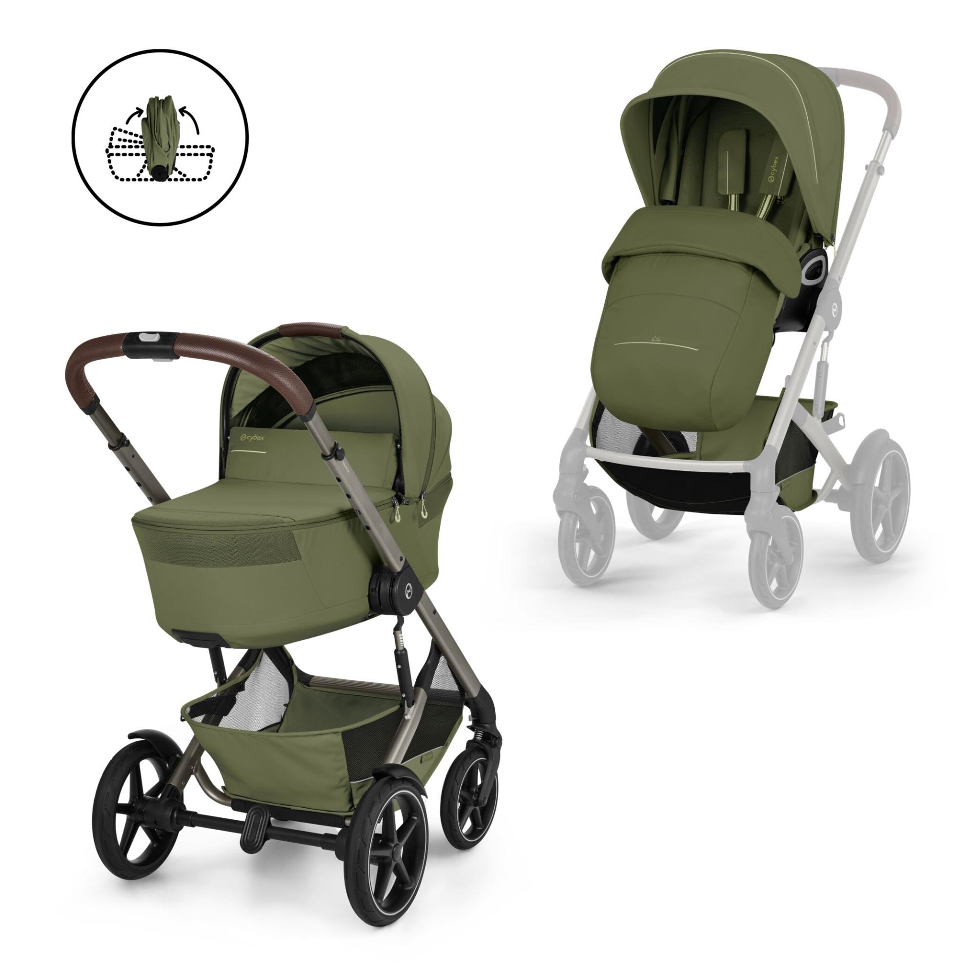 Imagem 0 de Carrinho de Bebé Duo Talos S Lux com Chassis e Têxteis e Alcofa Dobrável Fold Cot - Taupe