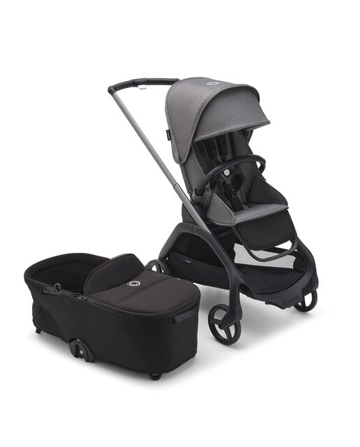 Carro de bebé dúo Bugaboo Dragonfly grafito/gris melange completo con Capazo negro medianoche 1
