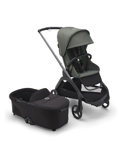 Carrinho de Passeio Duo Dragonfly - Grafite/Verde Bosque - Verde Bosque com Alcofa - Preto Meia-noite 1