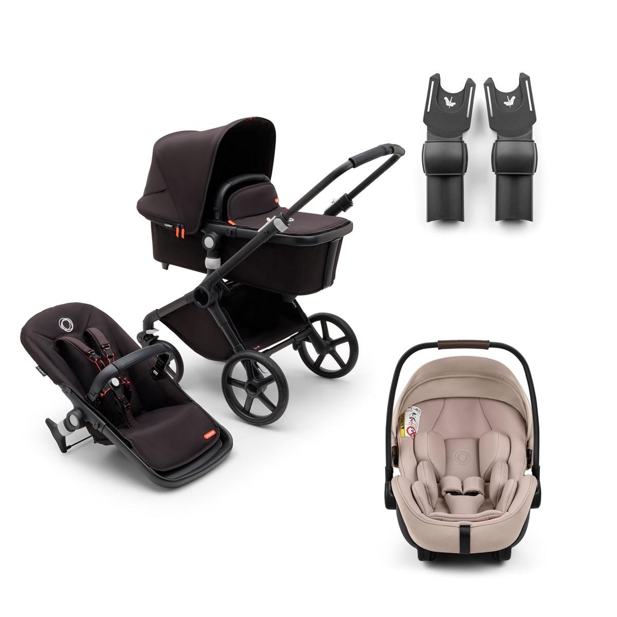Imagem 0 de Bugaboo Fox Cub Pack 3 peças preto/Cadeira bege
