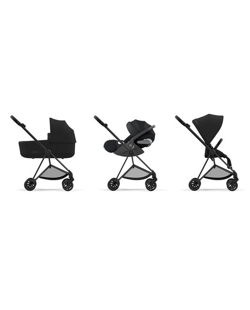 Carro de bebé trío Cybex MIOS con Chasis Matt Black, Seat Pack, Capazo Lux y portabebés Cloud T i-Size Plus en Sepia Black 1