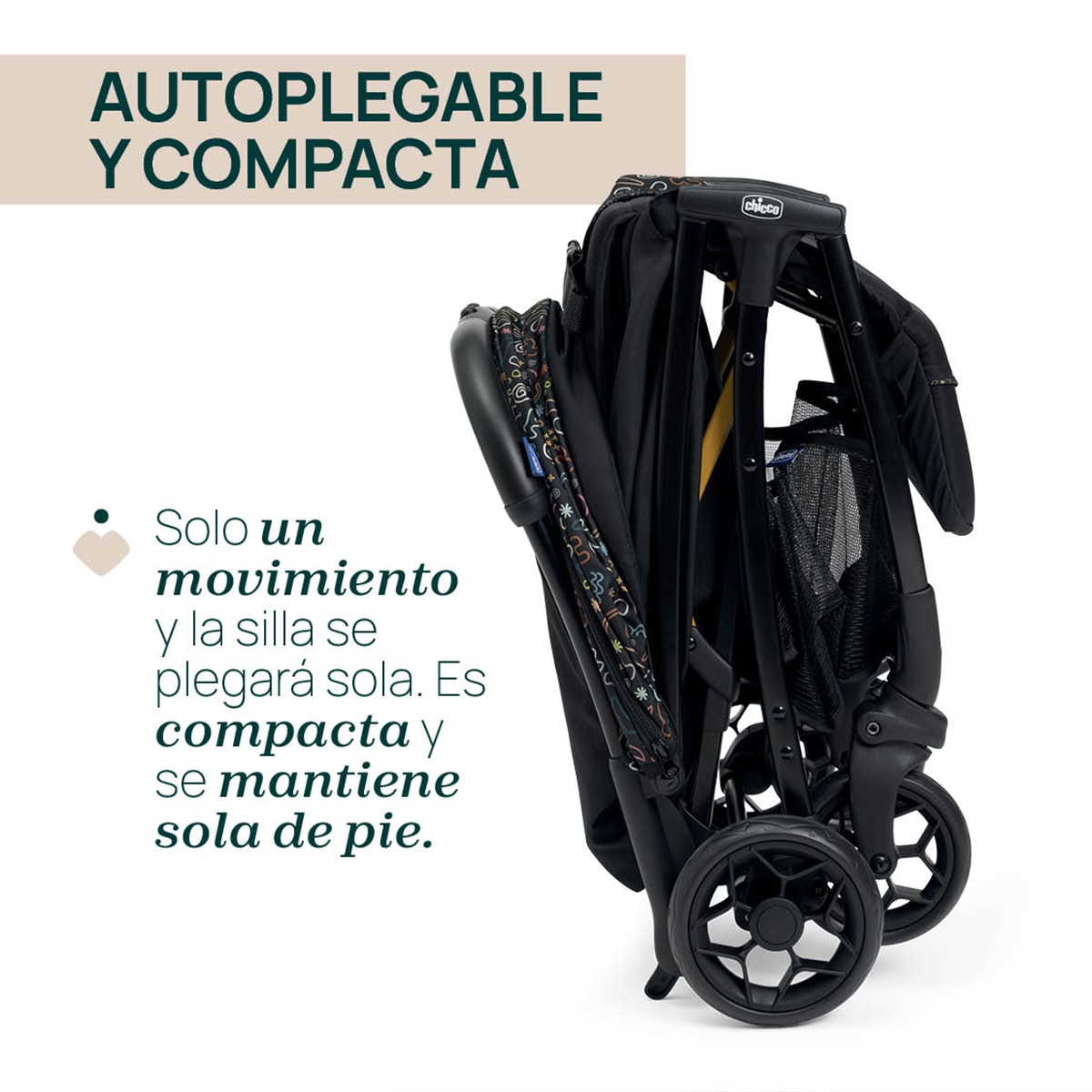Silla de paseo ligera Glee autp-plegable Negro Negro-3