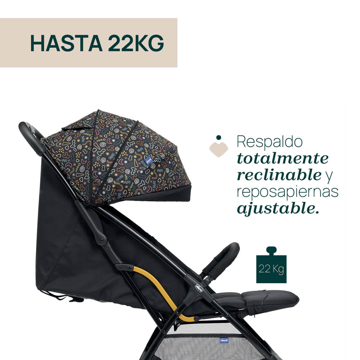 Silla de paseo ligera Glee autp-plegable Negro Negro-5