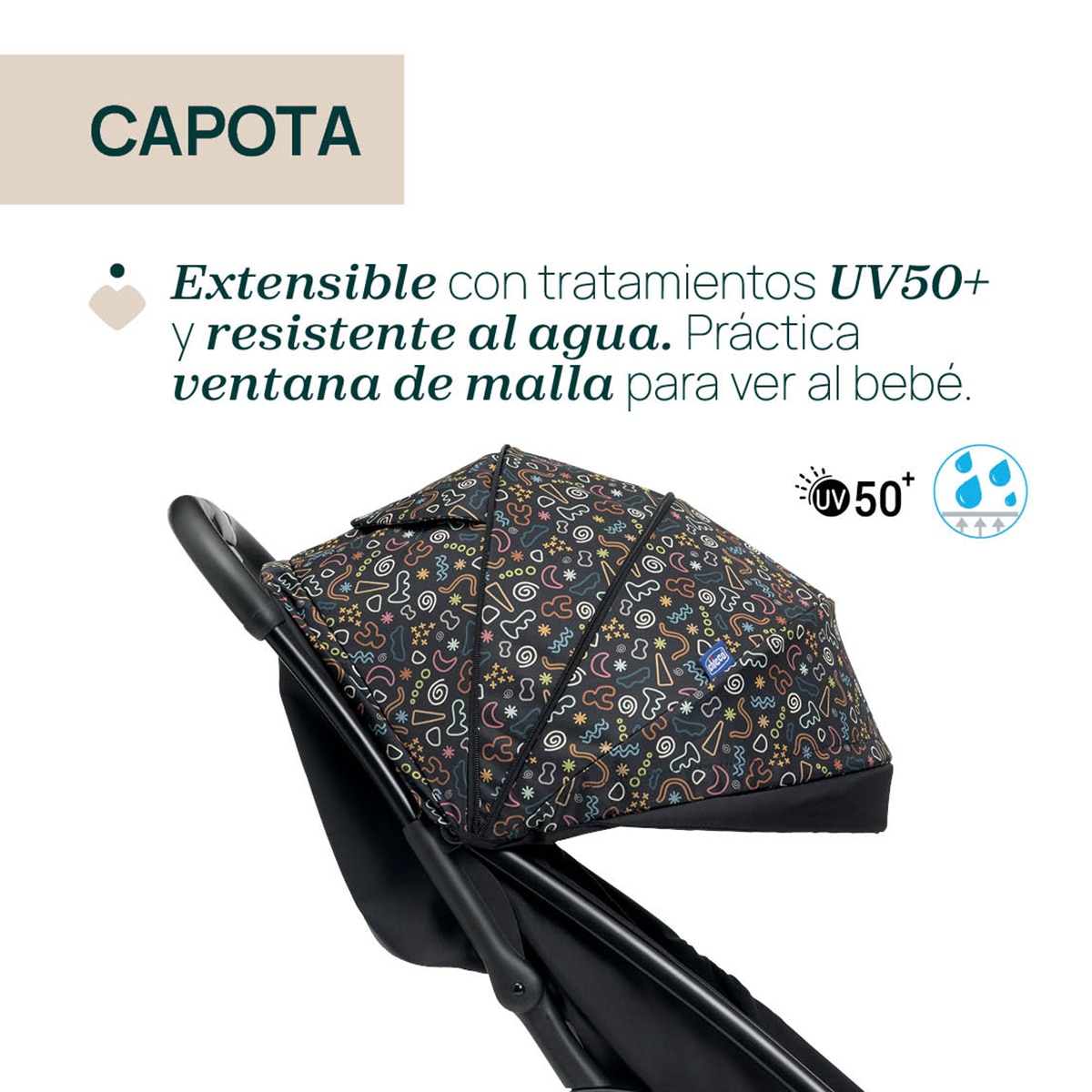 Silla de paseo ligera Glee autp-plegable Negro Negro-6
