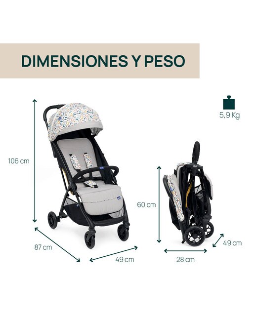 Silla de paseo ligera Chicco Glee Beige Beige-4