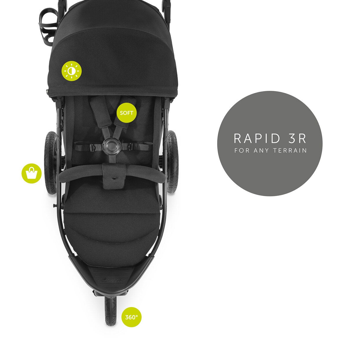 Silla de Paseo Todoterreno 3 Ruedas Hauck Rapid 3R - Negro Negro-4