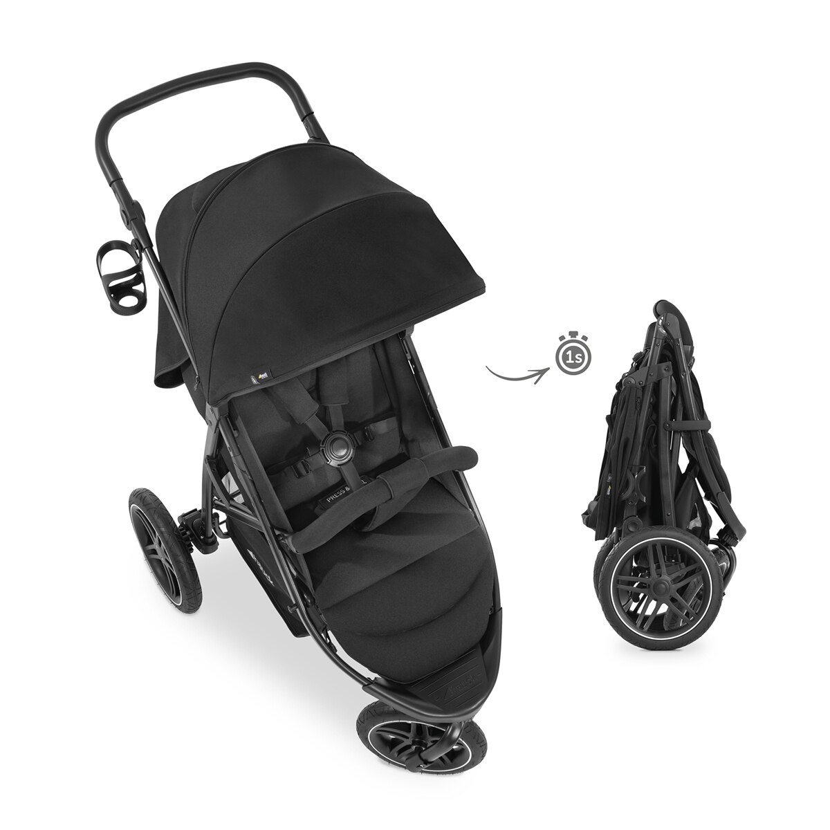Silla de Paseo Todoterreno 3 Ruedas Hauck Rapid 3R - Negro Negro-12