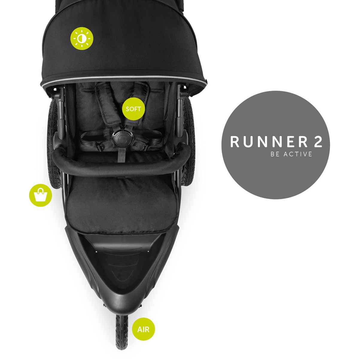 Carrinho de Passeio Todo-o-Terreno 3 Rodas XL Runner 2 Preto-11