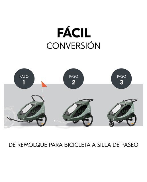 Remolque Bicicleta Dryk Duo Plus - Verde Verde-3