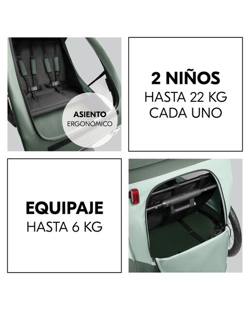Remolque Bicicleta Dryk Duo Plus - Verde Verde-5