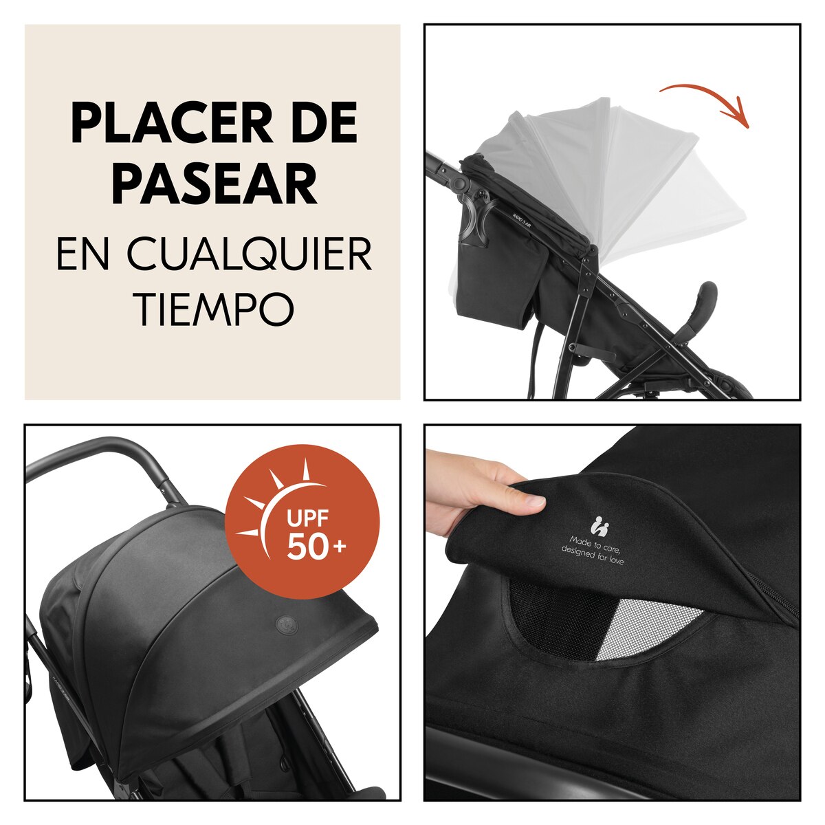 Silla de Paseo Todoterreno 3 Ruedas de Aire Hauck Rapid 3 Air - Negro Negro-5