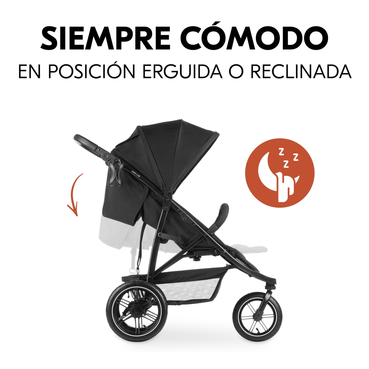 Silla de Paseo Todoterreno 3 Ruedas de Aire Hauck Rapid 3 Air - Negro Negro-6