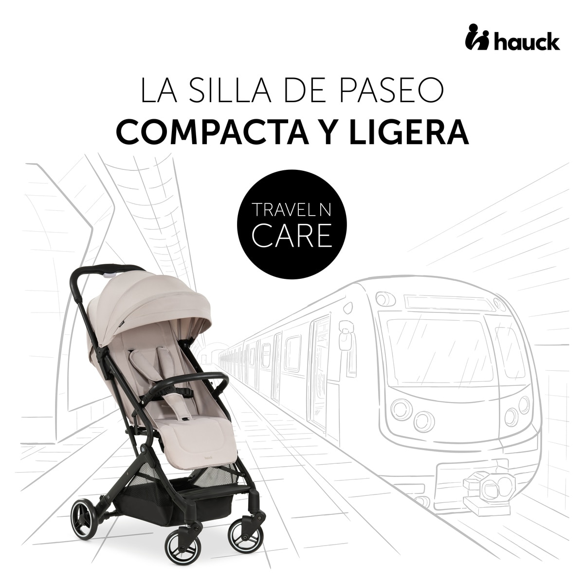 Carrinho de Passeio Compacto de Viagem Travel N Care Bege-2