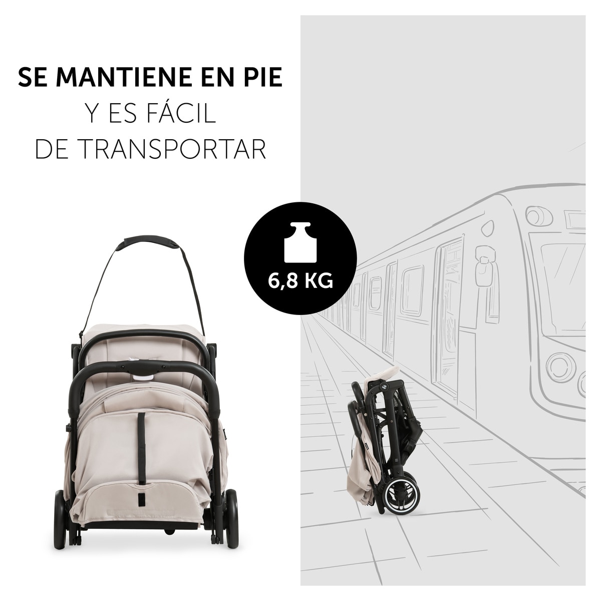 Carrinho de Passeio Compacto de Viagem Travel N Care Bege-5