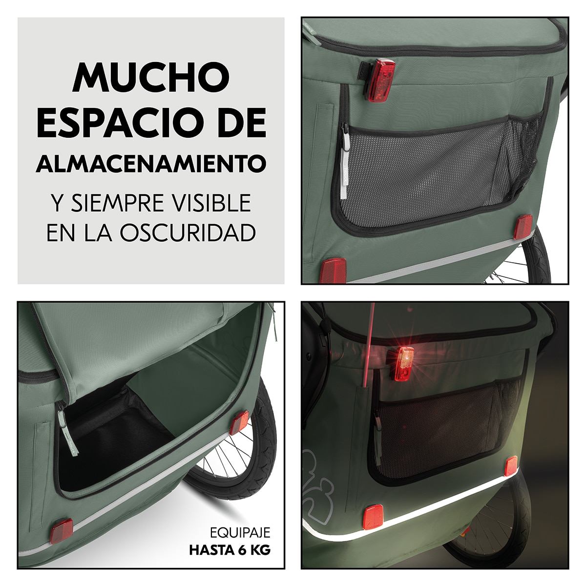 Remolque Bicicleta 3 en 1 Hauck Bike N Walk Duo Verde oscuro Verde oscuro-7