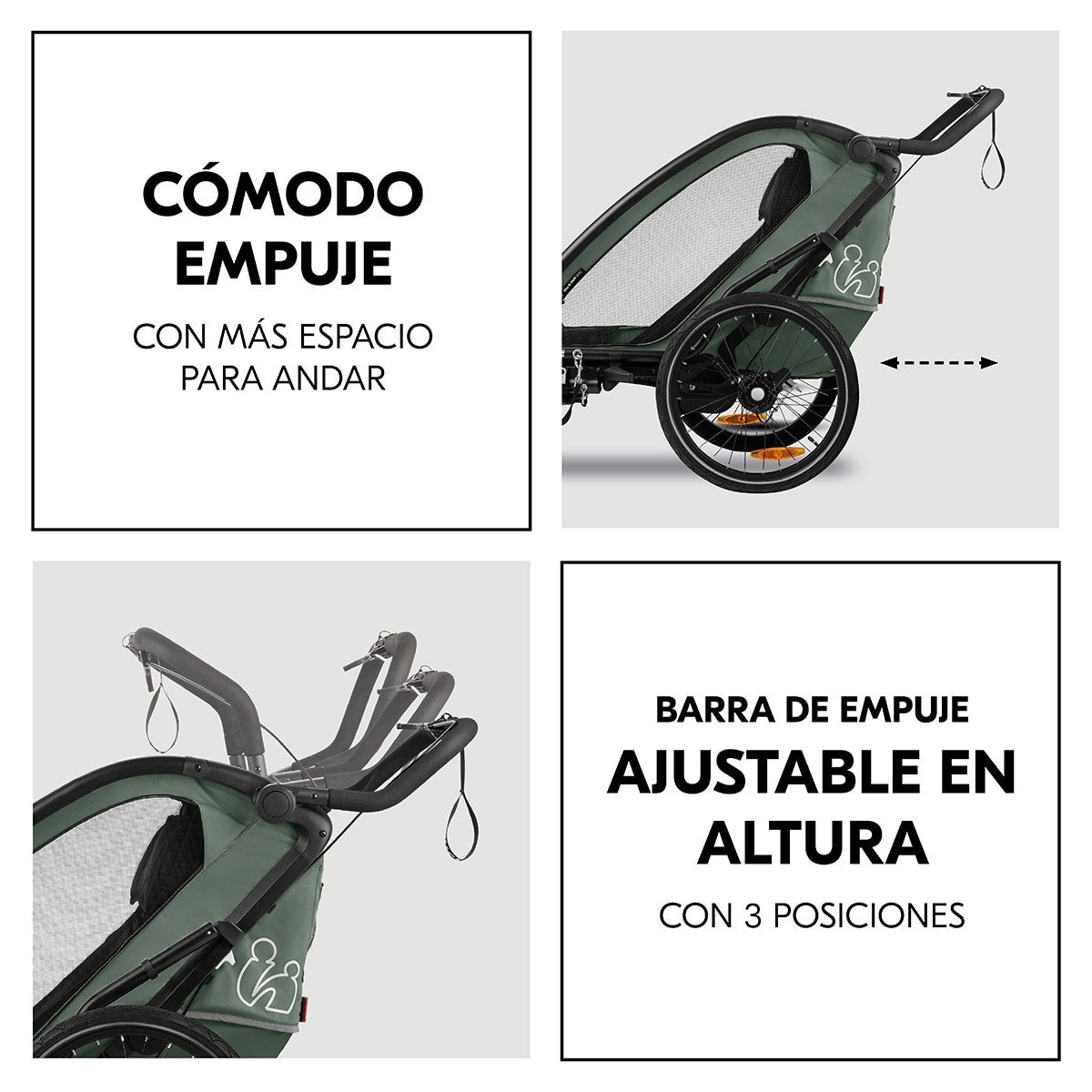 Remolque Bicicleta 3 en 1 Hauck Bike N Walk Duo Verde oscuro Verde oscuro-8
