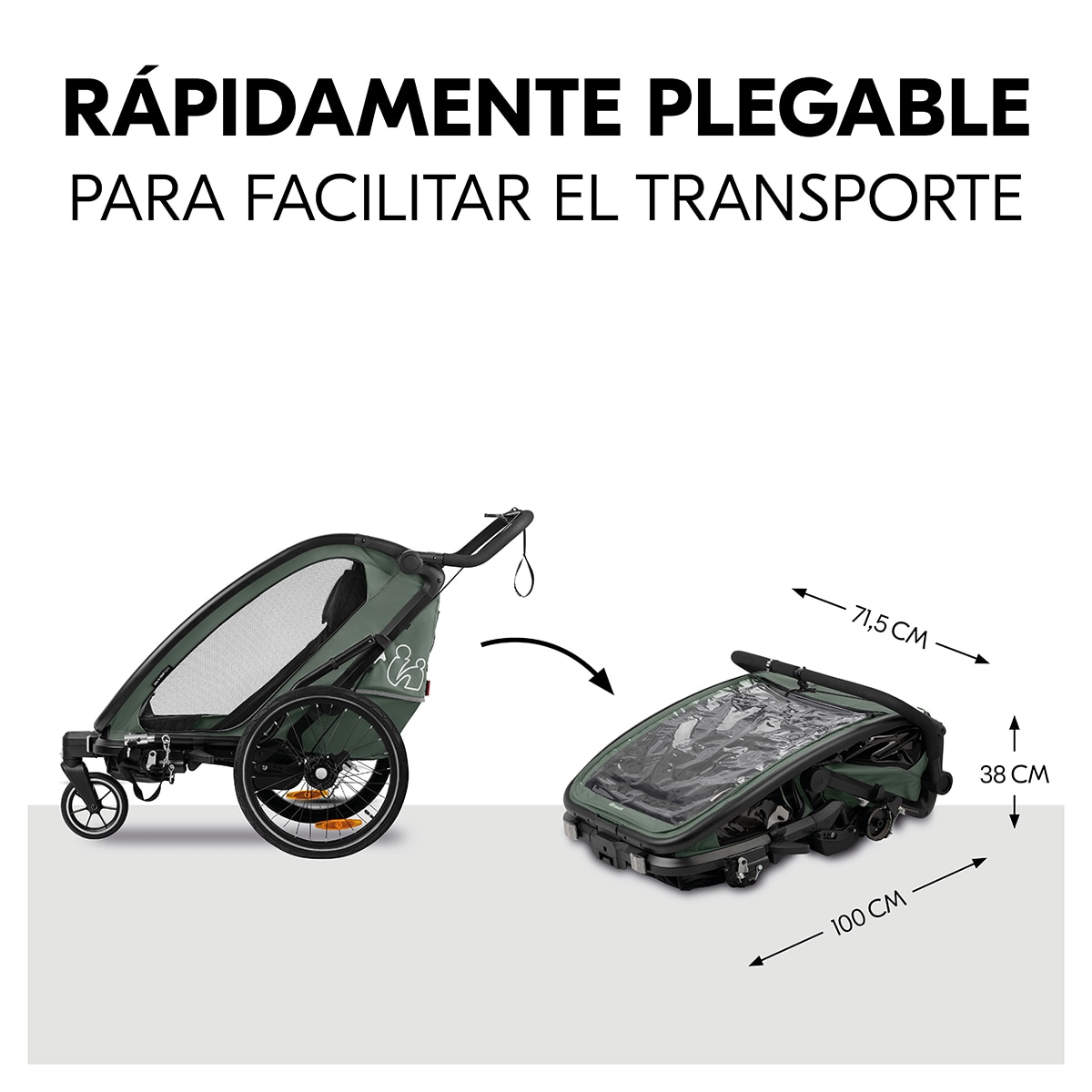 Remolque Bicicleta 3 en 1 Hauck Bike N Walk Duo Verde oscuro Verde oscuro-9