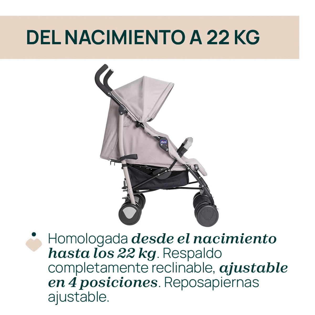 Carrinho de Passeio Echo Lite Bege-4