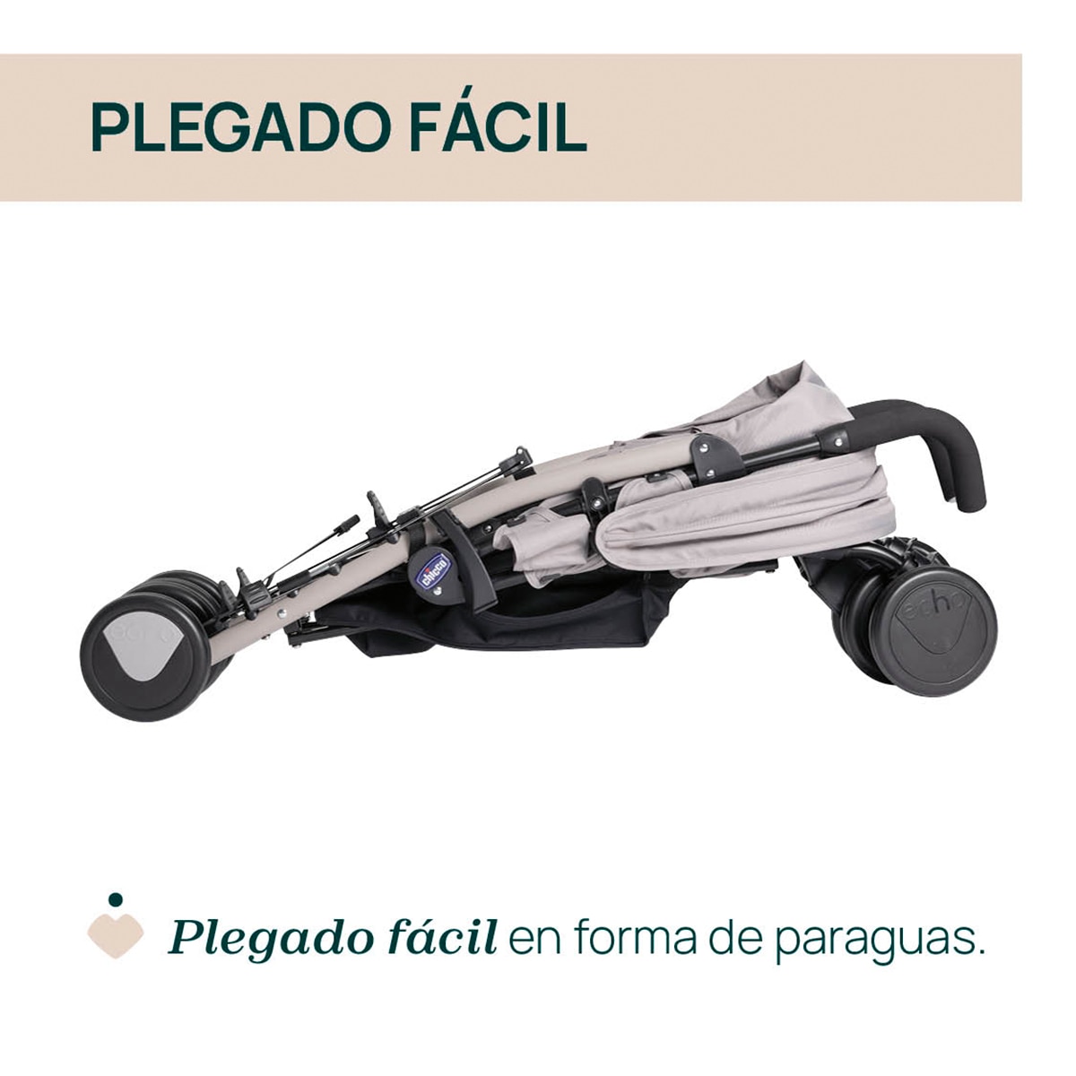 Carrinho de Passeio Echo Lite Bege-5