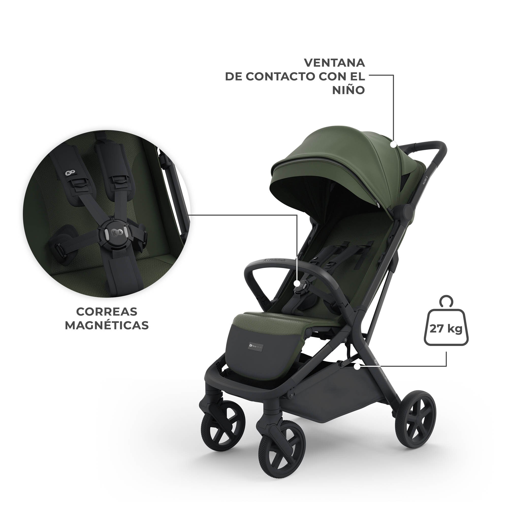 Silla de paseo Nubi 3 de Kinderkraft - Verde oscuro Verde oscuro-8