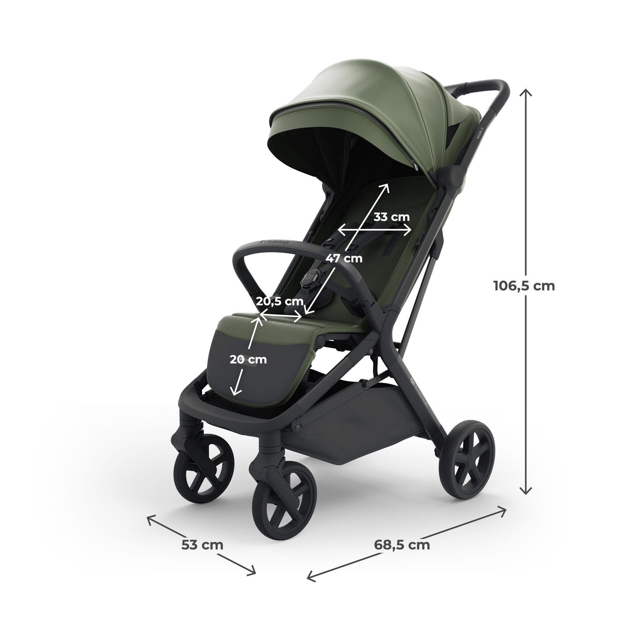 Silla de paseo Nubi 3 de Kinderkraft - Verde oscuro Verde oscuro-14