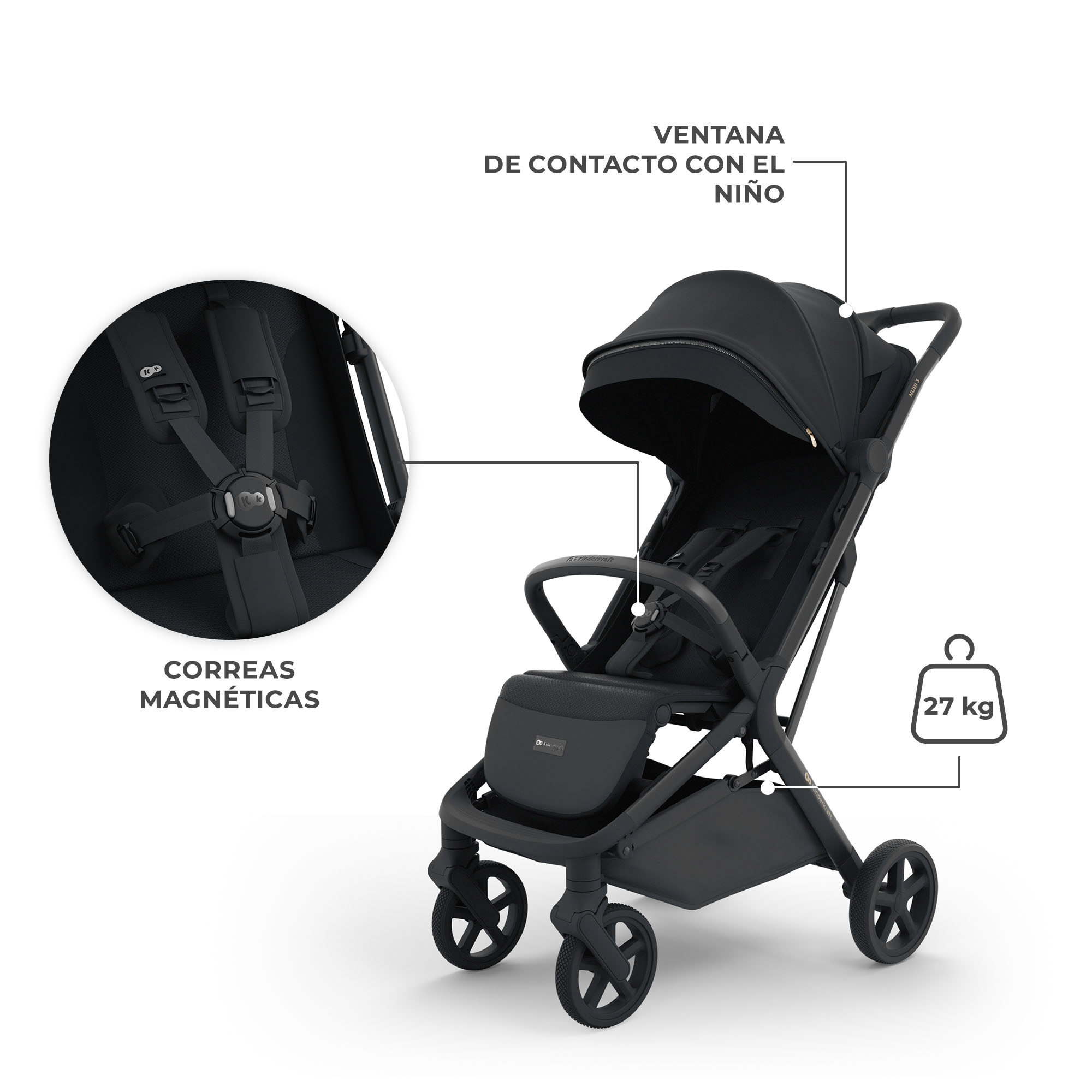 Silla de paseo Nubi 3 de Kinderkraft - Negro Negro-7